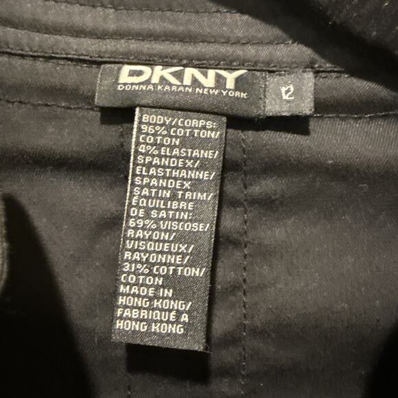 DKNY Women Black Jacket collared button up light jacket size 12 96% cotton - Picture 8 of 13